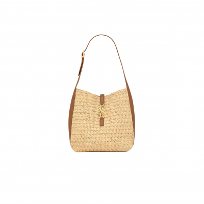 YSL LE 5 À 7 SUPPLE SMALL IN RAFFIA AND LEATHER 823812GAAEZ2791 (22*22*9cm)